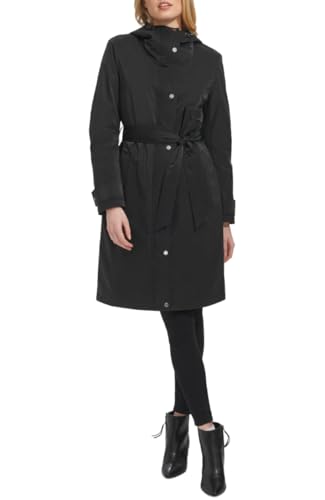 Women's Belted Sleeker Midweight Coat with Attached Hood