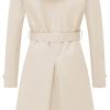 Women's Double Breasted Long Trench Coats Mid-Length Belted Overcoat Dress Jacket with Detachable Hood