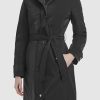 Women's Belted Sleeker Midweight Coat with Attached Hood