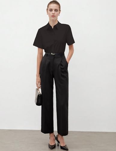 Women's Button Down Shirts Short Sleeve Dress Shirts Basic Business Collared Work Blouses