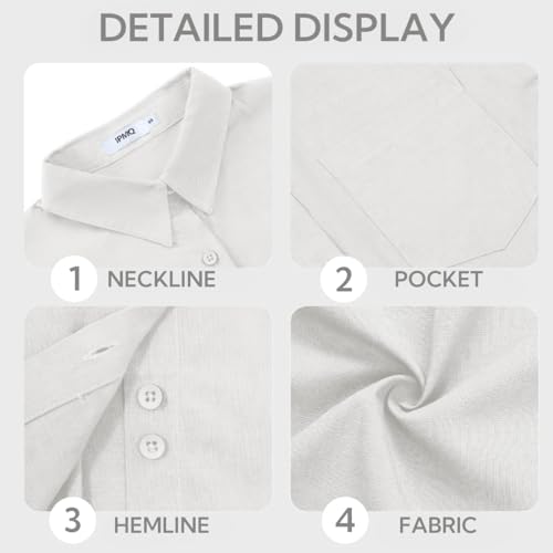 311kAo3ywEL.jpg Womens Button Down Shirts Cotton Linen Long Sleeve Dress Shirts Casual Summer Tops Work Blouses with Pockets