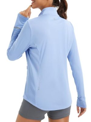 Women's Lightweight Running Jacket Sun Protection Athletic Full Zip Long Sleeve Shirts UPF 50+ Pockets Cycling