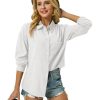 313izVLimWL.jpg Womens Button Down Shirts Cotton Linen Long Sleeve Dress Shirts Casual Summer Tops Work Blouses with Pockets