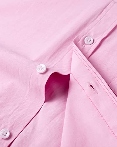 Mens Solid Oxford Shirt Long Sleeve Dress Shirt Work Casual Button Down Shirts with Pocket