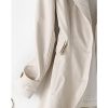 Women's Single Breasted Mid-Length Trench Coat Puff Sleeve Lapel Overcoat Windproof Classic Outerwear