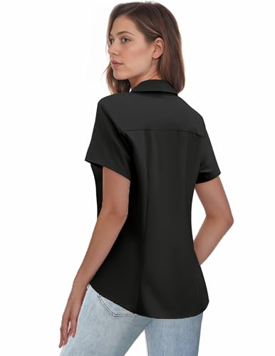Women's Button Down Shirts Short Sleeve Dress Shirts Basic Business Collared Work Blouses