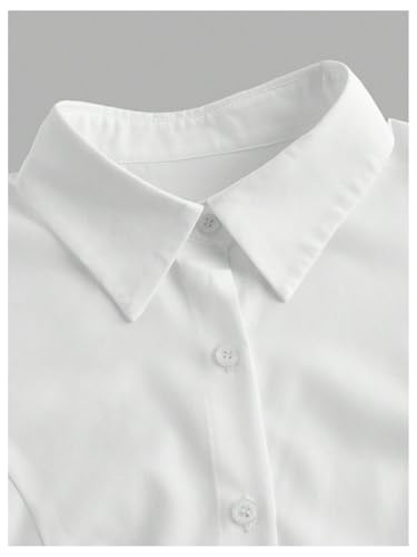 319ZGC-NVJL.jpg Women's Elegant Puff Long Sleeve Collared Shirts Button Down Dressy Blouse Top
