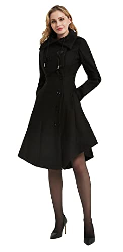 31BoxqKYw-L.jpg Long Trench Pea Coat for Women - Wool Winter Trench Coat Goth Lapel Peacoat Outwear Thick Hood Pea Jacket Trenchcoat
