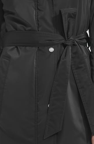 Women's Belted Sleeker Midweight Coat with Attached Hood