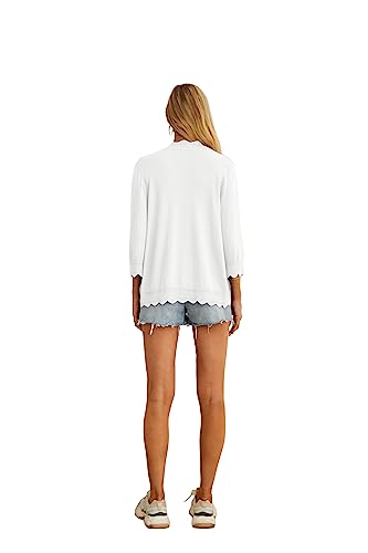 Women's 3/4 Sleeve Summer Cardigan Lightweight Casual Open-Front Cropped Shrug Sweaters for Women