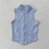 Women's Fitness Vest Sleeveless Workout Jacket Summer Yoga Sports Zipper Top Casual Training Slim Fit Activewear