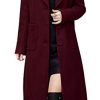 Women's Big Notch Lapel Single Breasted Mid-Long Wool Blend Coat