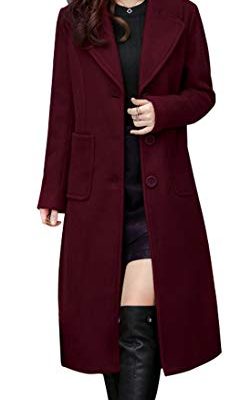 Women's Big Notch Lapel Single Breasted Mid-Long Wool Blend Coat