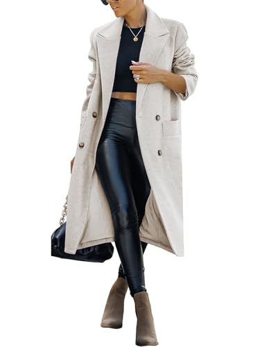 31MBuE3P9TL.jpg Womens Trench Coat Winter Lapel Double Breasted Long Pea Coat Casual Work Office Overcoat with Pocket