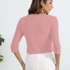 Women's Thin Shrugs 3/4 Sleeve Lightweight Cropped Tops Open Front Cardigan for Dress