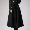 31SLP9gJuRL.jpg Womens Long Double-Breasted Hooded Coat Winter Warm Wool Trench Coat with Belts