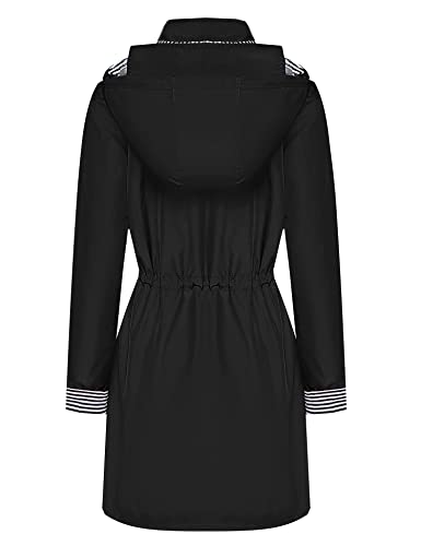 Rain Coats for Women Waterproof Rain Jacket Lightweight Windbreaker Outdoor Hooded Trench Coat