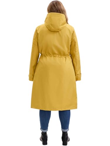 31Wdx5dBobL.jpg Plus Size Hooded Long Jacket for Women Adjustable Drawstring Waist Zipper Outdoor Windbreaker Trench Coats