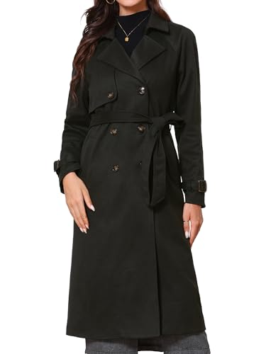Winter Trench Coats for Women's 2025 Double Breasted Belted Long Overcoat