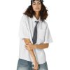 31Ym5IK6ZaL.jpg Button Down Shirts Oversized Unisex Plaid Tie Short Sleeve Shirt Casual Streetwear Summer Tops