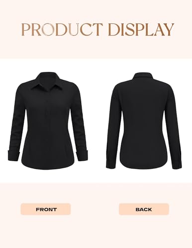 Women's Plus Size Button Down Shirts Long Sleeve Collared Casual Shirt Office Work Blouse Tops
