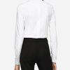 Women's White Tuxedo Button Up Shirt Long Sleeve Bib Collar Blouse Dressy Casual Tops
