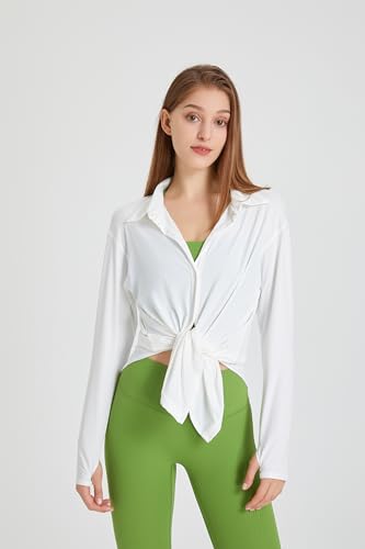 Women's UPF 50+ UV Sun Protection Long Sleeve Shirt Button-Down Shirt Yoga High Stretch Sport Blouses