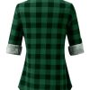 31dVK5lz66L.jpg Plaid Button Down Shirts for Women Long Sleeve Roll Up Checkered Blouse Tops 2025 Fall Outfits