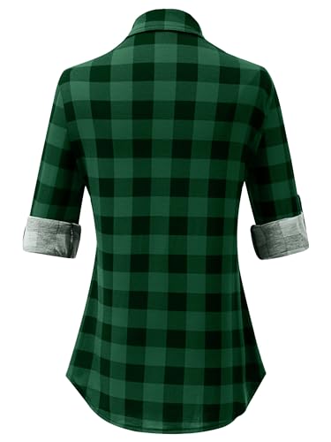 31dVK5lz66L.jpg Plaid Button Down Shirts for Women Long Sleeve Roll Up Checkered Blouse Tops 2025 Fall Outfits