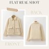 Jackets for Women Casual Long Sleeve Collared Jacquard Coats Trendy Button Down Shacket Jacket with Pockets