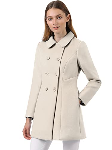 Women's Peter Pan Collar Double Breasted Winter Long Trench Pea Coat