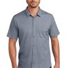 Unisex Extend Short Sleeve Button Up | Collared Work Shirt for Men & Women, Knitted Polo Shirt