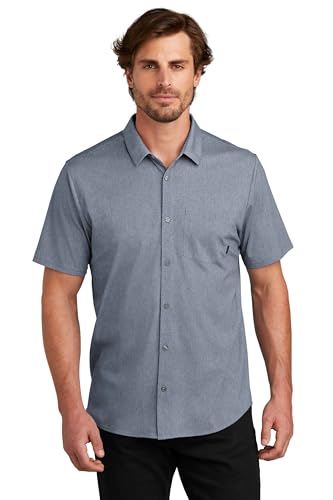 Unisex Extend Short Sleeve Button Up | Collared Work Shirt for Men & Women, Knitted Polo Shirt