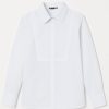 Women's White Tuxedo Button Up Shirt Long Sleeve Bib Collar Blouse Dressy Casual Tops