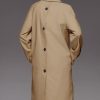 Womens Long Trench Coat Single Breasted Lapel Plaid Lined Oversized Windproof Fashion Autumn Winter Outerwear