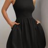 31jTTfB27-L.jpg Summer Dresses for Women 2025 Casual Sleeveless Tank Mini Short Dress Crew Neck Bubble Sundress with Pockets