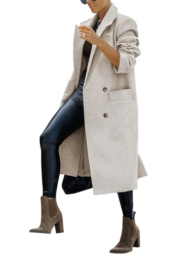 31jvWgRgcL.jpg Womens Trench Coat Winter Lapel Double Breasted Long Pea Coat Casual Work Office Overcoat with Pocket