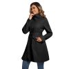 Womens Trench Coat Waterproof Rain Jacket Rain-blocking Brim Detachable Hood Raincoat with Belt Outdoor Travel