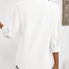 Womens 3/4 Sleeve Button Down Shirts Cotton Linen Roll Up Short Sleeve Tops V Neck Casual Loose Fit Blouses