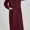 Women's Big Notch Lapel Single Breasted Mid-Long Wool Blend Coat