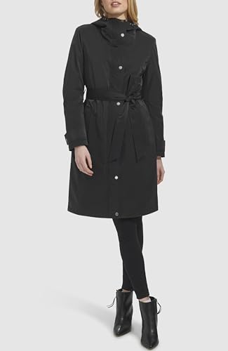 Women's Belted Sleeker Midweight Coat with Attached Hood