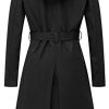 Women's Long Trench Coat Double-Breasted Classic Lapel Overcoat Belted Slim Outerwear Coat with Detachable Hood