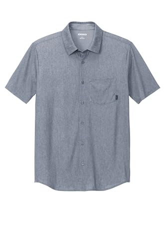 Unisex Extend Short Sleeve Button Up | Collared Work Shirt for Men & Women, Knitted Polo Shirt