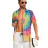 Vintage Shirts for Men Tie Dye Hippie Funny Hawaiian Shirt Button Down Shirts
