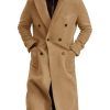 31qYUfKOxqL.jpg Mens Wool Blend Casual Trench Coat Notched Collar Lapel Long Jacket Double Breasted Classic Winter Overcoat
