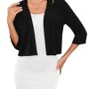 Women's 3/4 Sleeve Shrugs Lightweight Open Front Cropped Cardigan for Women