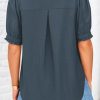 31sE2TWTO0L.jpg Womens Summer Short Sleeve Button Down Shirts V Neck Collared Casual Blouse Tops with Pockets