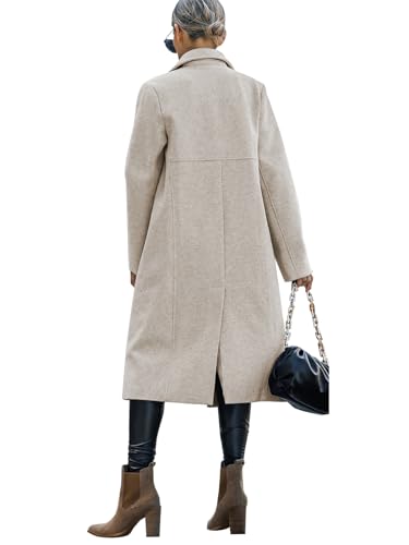 31uAIuxgiDL.jpg Womens Trench Coat Winter Lapel Double Breasted Long Pea Coat Casual Work Office Overcoat with Pocket