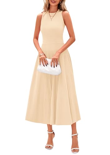 31yRVKtXPxL.jpg Spring Casual Dresses for Women 2025 Summer Business Work Midi Sleeveless A Line Pleated Cocktail Dress