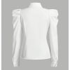 31zwR6SzIoL.jpg Women's Elegant Puff Long Sleeve Collared Shirts Button Down Dressy Blouse Top